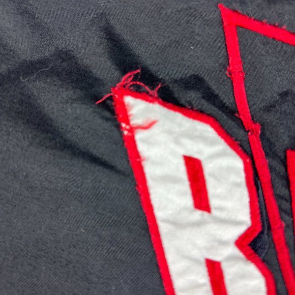 VTG 90s Logo 7 Chicago Bulls Jacket Extra Large Black & Red Full Zip Puffer Coat - Picture 13 of 16